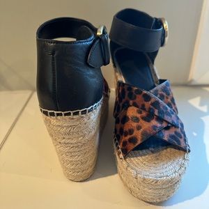 Marc Fisher Able leopard espadrilles wedges